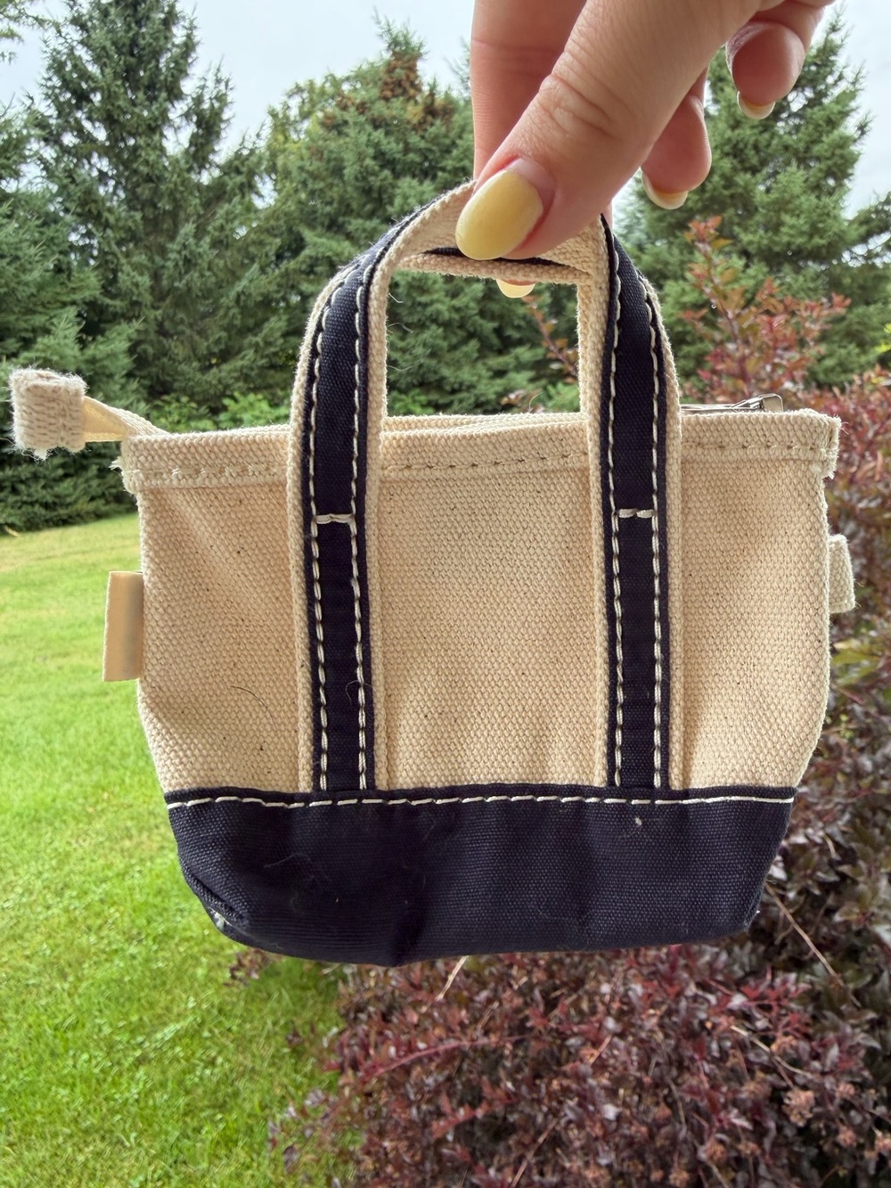 Llbean mini tote keychain charm accessory NWT navy